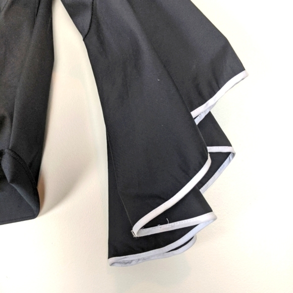 Zara Women's Off The Shoulder Poplin Ruffle Angel Sleeve Top S Black/White - Picture 5 of 6